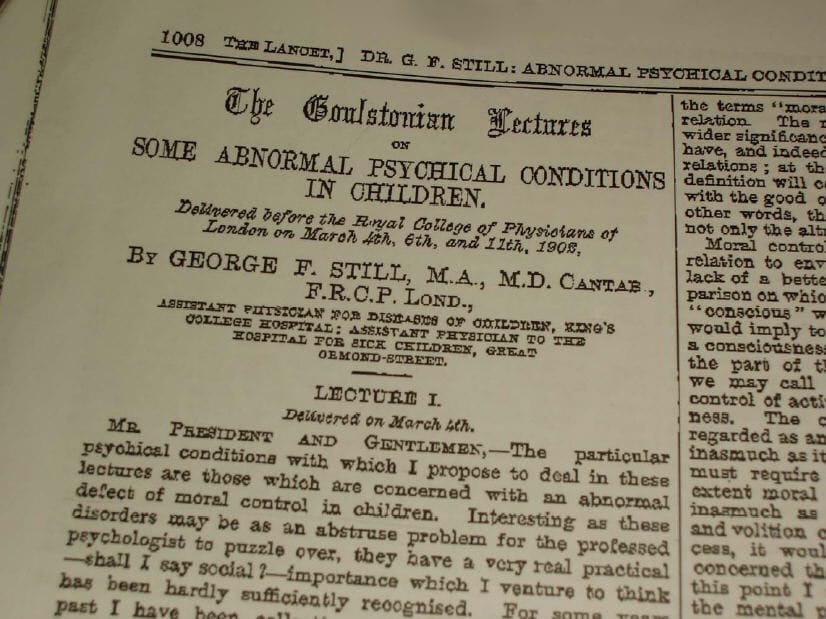 Extract din lucrarea lui Still, 1902Extract din lucrarea lui Still, 1902: "Some abnormal physical conditions in chilren"